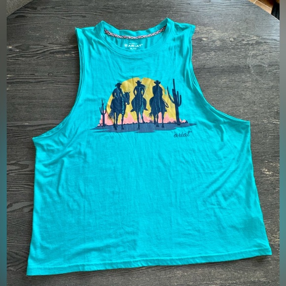 Ariat Blue Wandering Western Tank Top XL - Picture 3 of 8